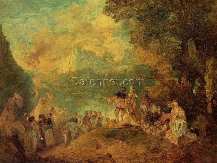 The Pilgrimage to Cythera (after Watteau) by Eugene Boudin – c.1849 Realism Genre Oil Painting, Custom Art from Dafen Oil Painting Village Studio