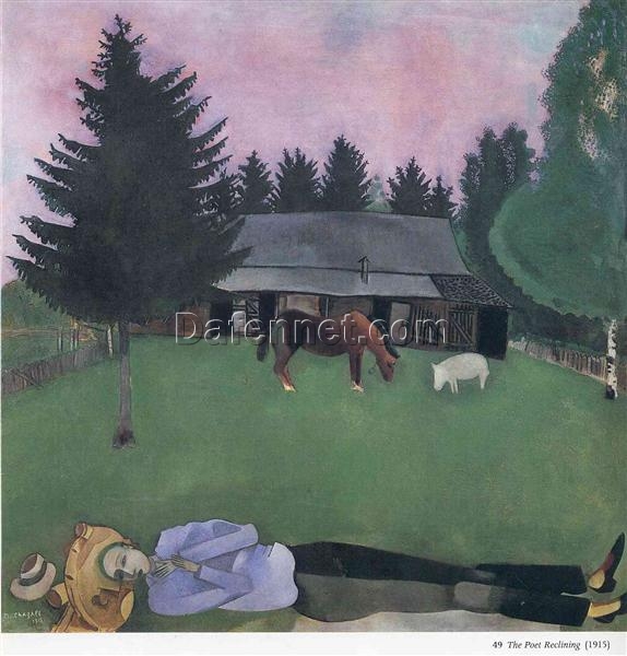 Reproduction of Marc Chagall’s The Poet Reclining – Hand-Painted Oil on Canvas by Da Fen Oil Painting Village Studio