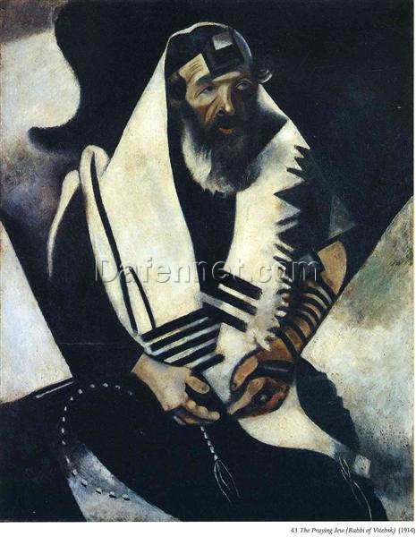 Hand-Painted Oil Painting Inspired by Marc Chagall’s ‘The Praying Jew (Rabbi of Vitebsk)’ – High-Quality Reproduction by Da Fen Oil Painting Village Studio