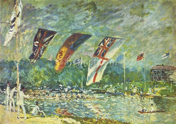 The Regattas Moseley by Alfred Sisley – 1874 Impressionist Landscape Oil Painting, Custom Art from Dafen Village Studio