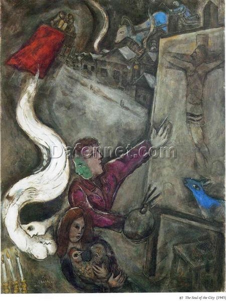 Marc Chagall The Soul of the City – 1945 Surrealism Oil on Canvas, Symbolic Painting