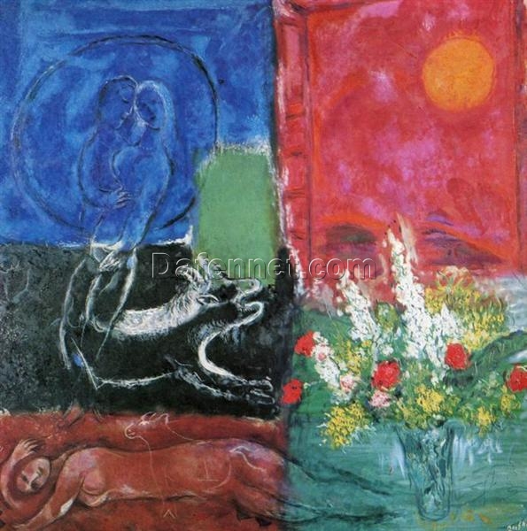 Marc Chagall The Sun of Poros – 1968 Surrealism Oil Painting, Private Collection