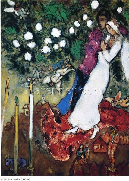 Marc Chagall The Three Candles – 1938-1940 Naïve Art (Primitivism) Oil on Canvas, Private Collection