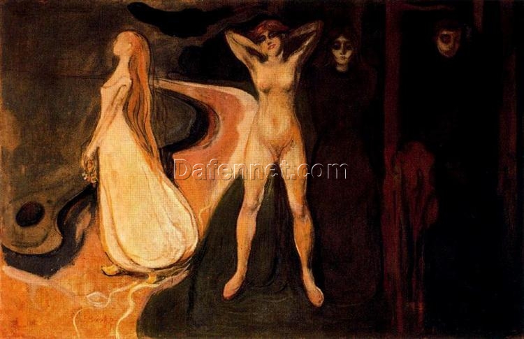 Symbolic Painting Inspired by Edvard Munch – The Three Stages of Woman (Sphinx), 1894 – Da Fen Village Studio Oil on Canvas for Art Collection & Modern Décor