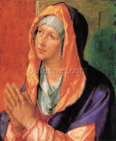 Hand-Painted Albrecht Dürer “The Virgin Mary in Prayer” Oil Painting – Northern Renaissance Religious Art Reproduction by Da Fen Oil Painting Village Studio