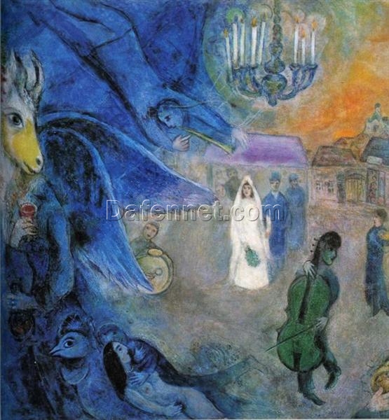 Marc Chagall The Wedding Candles – c.1945 Surrealism Oil on Canvas, Symbolic Painting