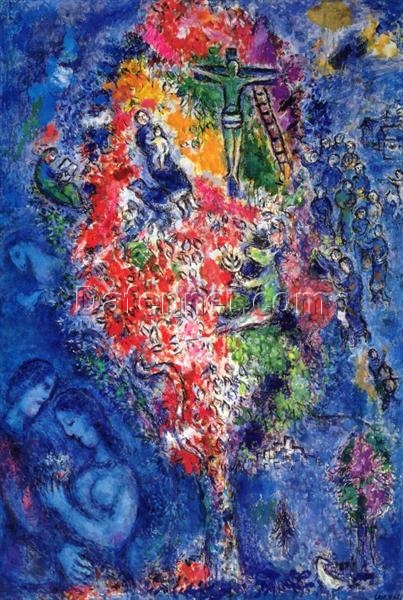 Marc Chagall Tree of Jesse – 1975 Naïve Art Symbolic Oil Painting, Spiritual Heritage