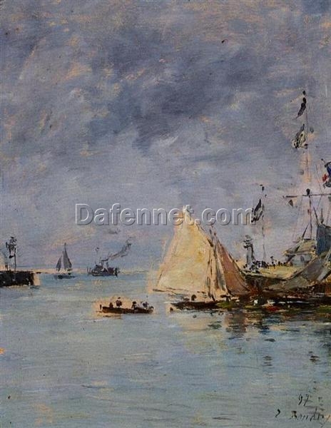 Trouville. The Jettys High Tide by Eugene Boudin – 1897 Impressionist Marina Oil Painting, Custom Art from Dafen Oil Painting Village Studio