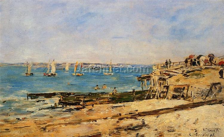 Villerville, the Shore by Eugene Boudin – 1896 Impressionist Landscape Oil Painting, Custom Art from Dafen Oil Painting Village Studio