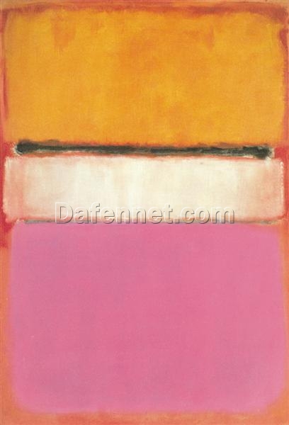 Color Field Painting Inspired by Mark Rothko – White Center (Yellow, Pink and Lavender on Rose), 1950 – Da Fen Village Studio Abstract Oil Art for Modern Home & Office Décor