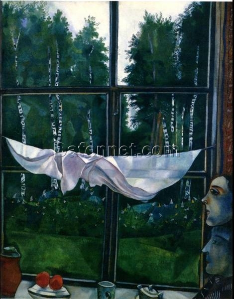 Hand-Painted Oil Painting Inspired by Marc Chagall’s ‘Window in the Country’ – High-Quality Reproduction by Da Fen Oil Painting Village Studio