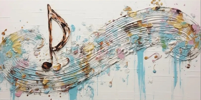 Modern Abstract Oil Painting – Innovative Music Notes Canvas Art, Unique Home & Studio Decor Inspired by Creative Music