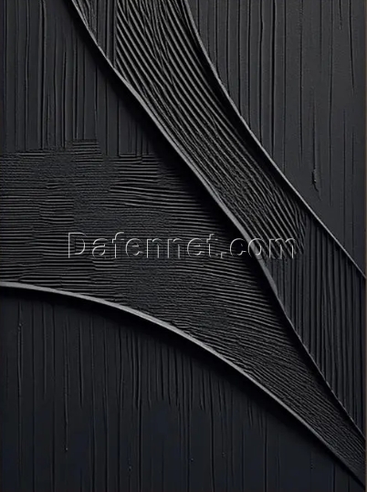 Custom Large Black Abstract Painting – Simple Black Wall Art with Textured Hand-Painted Design for Modern Home and Hotel Decor | Dafen Oil Painting Village Studio