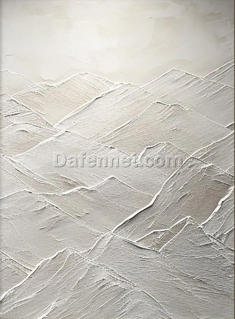 Custom Large Grey and White Abstract Painting – Simple White Textured Wall Art, Hand-Painted Canvas for Living Room and Hotel Decoration | Dafen Oil Painting Village Studio