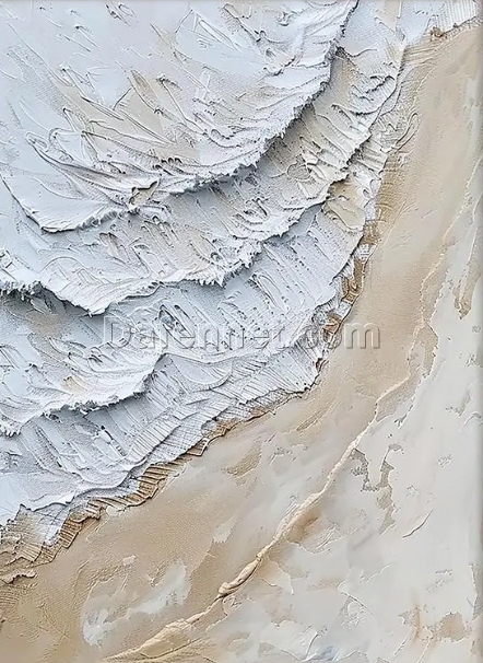 Custom Large Brown Wall Art – White Minimalist Abstract Painting with Original Textured Design for Modern Bedroom and Hotel Decoration | Dafen Oil Painting Village Studio