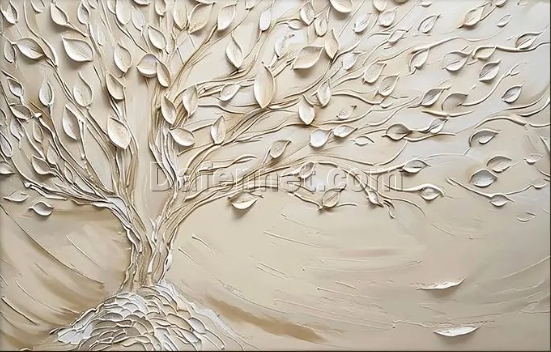 Custom Beige Tree of Life Abstract Minimalist Oil Painting – Beige Textured Modern Art for Contemporary Living Room and Hotel Decoration | Dafen Oil Painting Village Studio