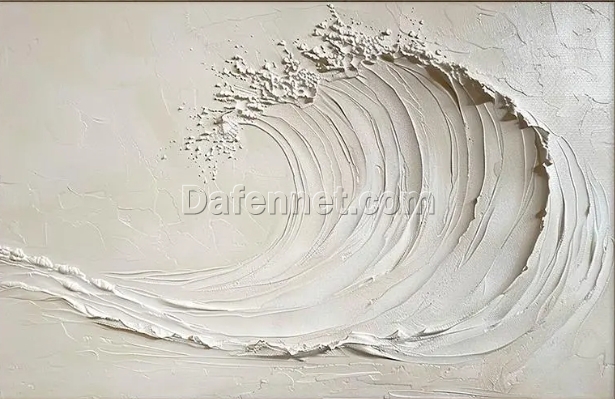 Custom Beige Abstract Wave Minimalist Oil Painting – Beige Textured Modern Art for Contemporary Living Room and Hotel Decoration | Dafen Oil Painting Village Studio