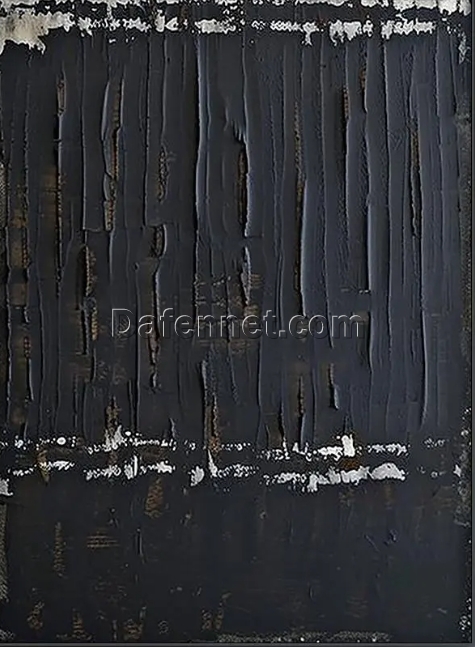 Custom Modern Black Abstract Oil Painting – Black and White Textured Wall Art for Contemporary Home and Hotel Decoration | Dafen Oil Painting Village Studio