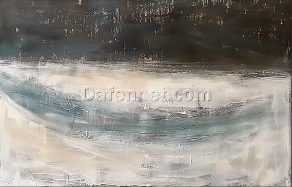 Custom Modern Abstract Hand-Painted Oil Painting – Deep Grey, Blue-Green, and Grey-White for High-End Home and Hotel Decoration | Dafen Oil Painting Village Studio