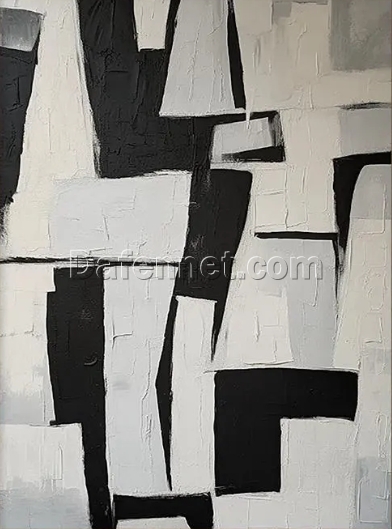 Custom Large Beige and Black Minimalist Wall Art – Wabi-Sabi Neutral Wall Design with Beige Textured Painting and Black Minimalist Art for Modern Home and Hotel Decoration | Dafen Oil Painting Village Studio