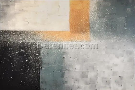 Custom Black and Grey Textured Wall Art – Cyan and Beige Minimalist Painting with Wabi-Sabi Design and Orange Hand-Painted Art for Neutral Wall Decoration | Dafen Oil Painting Village Studio