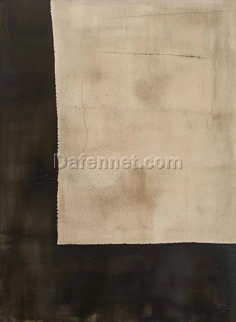 Custom Original Brown Abstract Oil Painting – Simple Wabi-Sabi Brown Wall Art with Black Abstract Design for Modern Home and Hotel Decoration | Dafen Oil Painting Village Studio