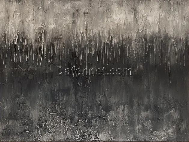 Custom Textured Wall Art – Black and White Abstract Canvas Painting, Oversized Canvas Wall Art for Neutral Living Room and Hotel Decoration | Dafen Oil Painting Village Studio