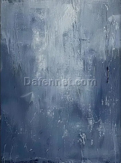 Custom Large Blue Abstract Canvas Oil Painting – Minimalist Hand-Painted Blue Wall Art for Modern Living Room and Hotel Decoration | Dafen Oil Painting Village Studio