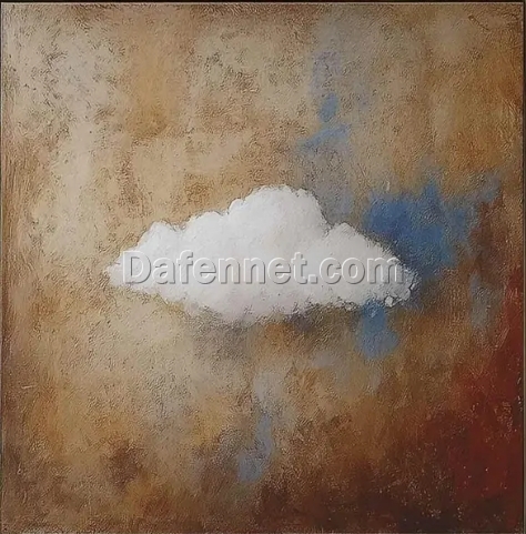 Custom Large Brown Cloud Wall Art – Rust Brown Abstract Canvas Oil Painting, Vintage Cloud Art for Neutral Landscape Decor, Modern Home and Hotel Decoration | Dafen Oil Painting Village Studio