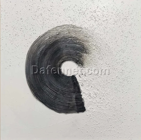 Custom Large Black and White Textured Wall Art – Abstract Minimalist Organic Canvas Painting, Modern Black Textured Art for Contemporary Home and Hotel Decoration | Dafen Oil Painting Village Studio