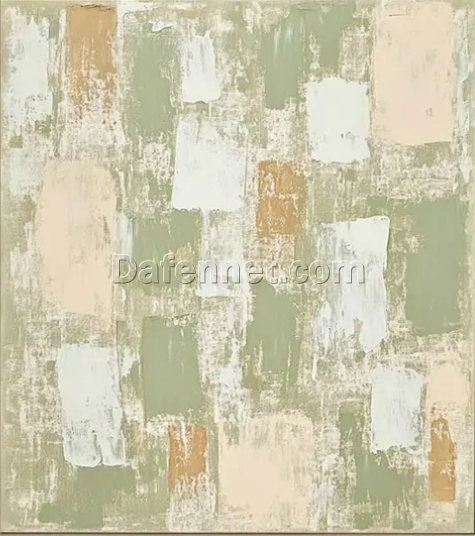 Custom Green and Beige Textured Wall Art – Original Abstract Wabi-Sabi Wall Art, Framed Neutral Canvas Art for Large Living Room Decoration | Dafen Oil Painting Village Studio