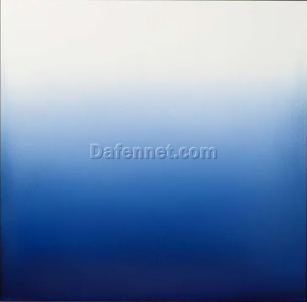 Custom Blue and White Oil Painting on Canvas – Large Abstract Blue Wall Art, Modern Minimalist Living Room Wall Decor, Contemporary Abstract Art for Home and Hotel Decoration | Dafen Oil Painting Village Studio