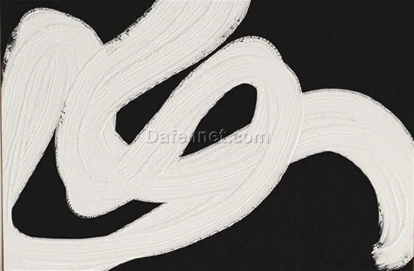 Custom Large Black Textured Canvas Art – Black and White Abstract Minimalist Painting, Textured Black Art for Modern Living Room Wall Decoration | Dafen Oil Painting Village Studio