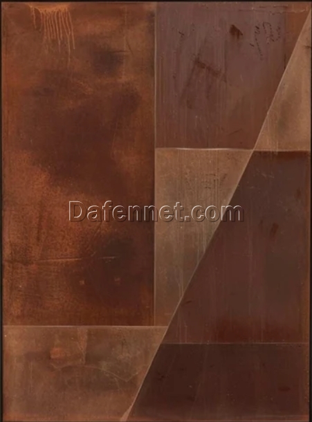 Custom Large Red Minimalist Painting – Wabi-Sabi Wall Art with Red and Brown Textured Design, Rust Red Minimalist Wall Art for Mid-Century Modern Home and Hotel Decoration | Dafen Oil Painting Village Studio