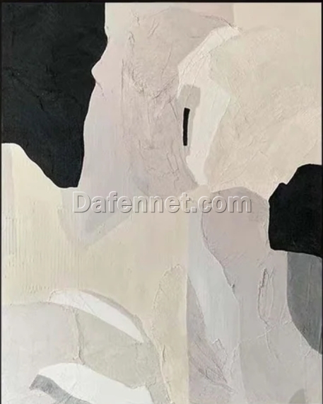 Custom Beige and Black Textured Wall Art – Wabi-Sabi Contemporary Minimalist Painting for Neutral Living Room and Modern Home & Hotel Decoration | Dafen Oil Painting Village Studio