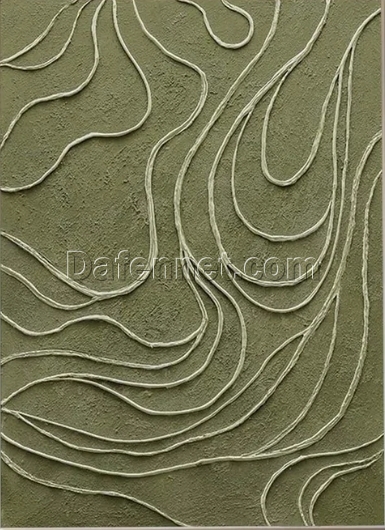 Custom Green Textured Canvas Painting – Wabi-Sabi Wall Art, Large Green Minimalist Wall Art, Bohemian Style Green Textured Canvas Art for Modern Home and Hotel Decoration | Dafen Oil Painting Village Studio