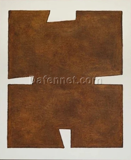 Custom Wabi-Sabi Wall Art – Brown and White Minimalist Painting, Large Brown Textured Wall Art for Neutral Brown Home and Hotel Decoration | Dafen Oil Painting Village Studio