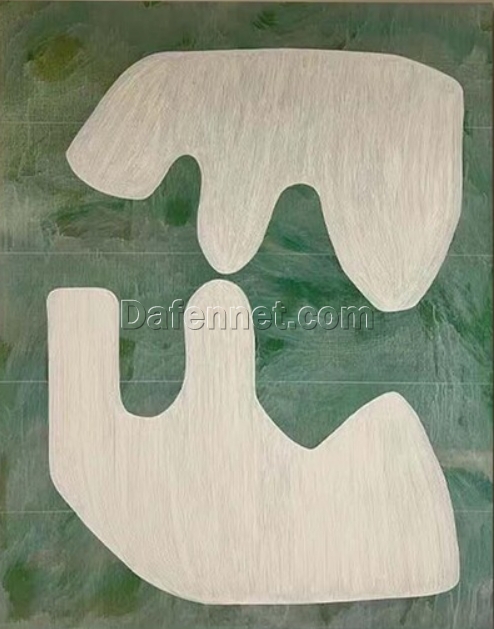 Green and Beige Minimalist Wall Art – Textured Modern Oil Painting for Neutral Home Décor