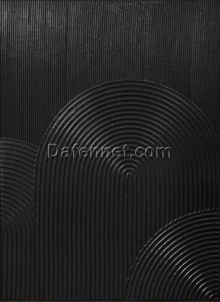 Black Arch Wall Art – Large 3D Textured Minimalist Oil Painting for Modern Home Décor