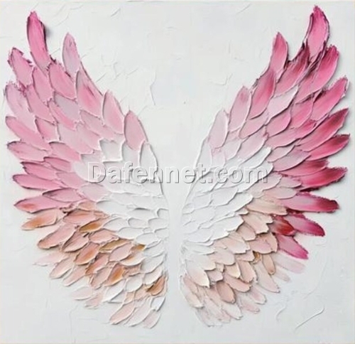 Abstract Pink Angel Wings Oil Painting – Minimalist Modern Art for Living Room and Stylish Entryway Walls