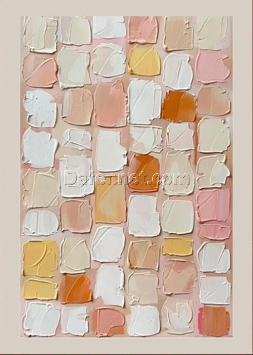 Modern Abstract Oil Painting – Irregular Color Blocks with 3D Texture for Living Room and Dining Room Walls