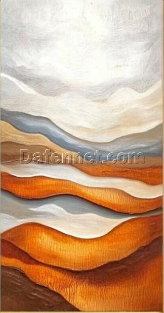 Abstract Mountain and River Oil Painting – Contemporary Natural Landscape Art for Entryway and Living Room Walls