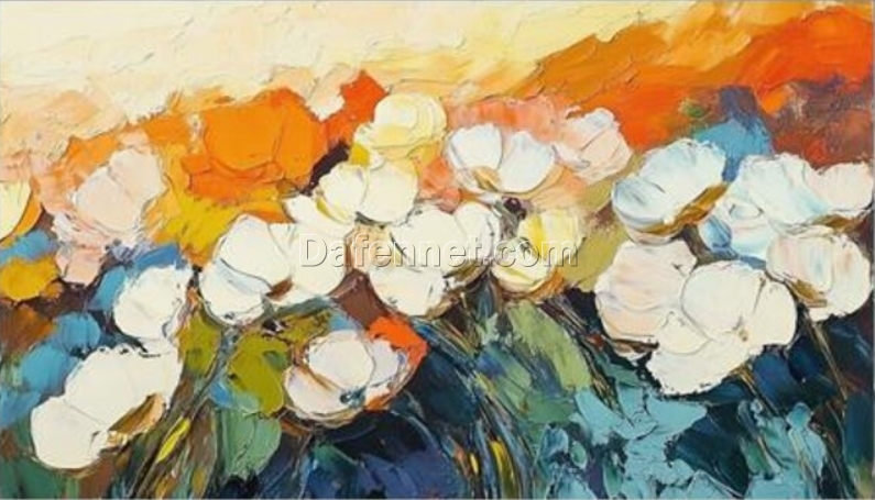 Thick Oil Paint Floral Art – Abstract Hand-Painted Wall Art for Contemporary Living Spaces