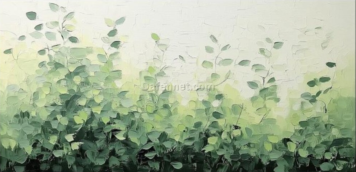 Unique Hand-Painted Green Vine Art – Refreshing Nature-Inspired Wall Art for Living Room & Dining Area