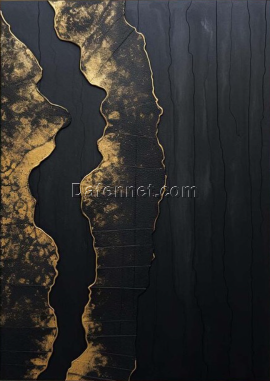 Luxury Black and Gold 3D Textured Oil Painting – Custom Artwork for Home and Hotel Walls