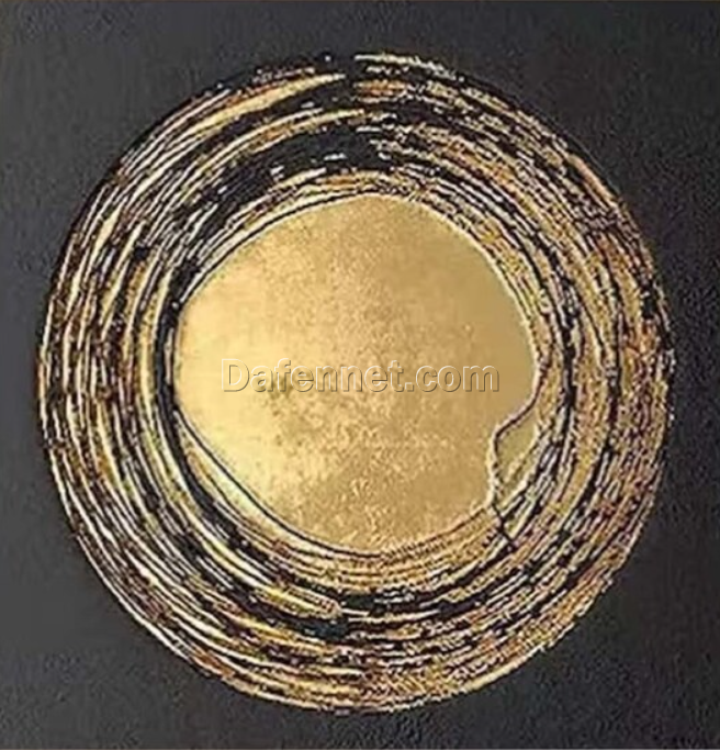 Gold Leaf Abstract Painting – Black and Gold 3D Textured Oil Art for Contemporary Walls