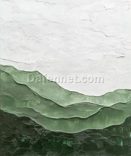 Large Green Textured Oil Painting – Modern Minimalist Wall Art for Chic Home Decoration