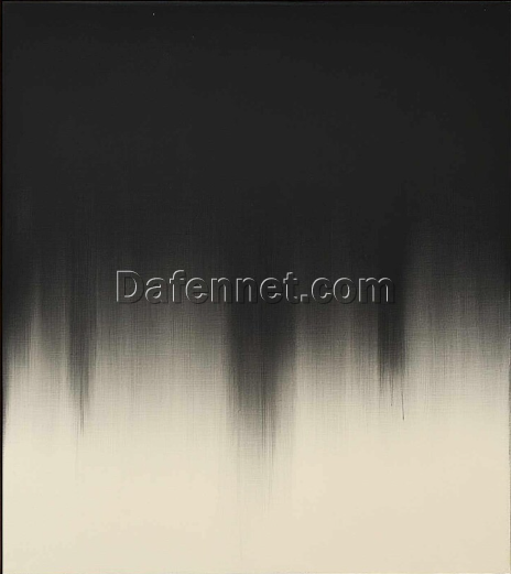 Abstract Beige and Black Textured Oil Painting – Large Minimalist Canvas Art for Bohemian Wall Décor