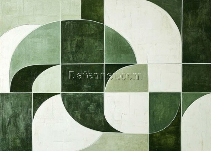 Original Green Minimalist Oil Painting – Large Textured Canvas Art for Modern Wall Décor