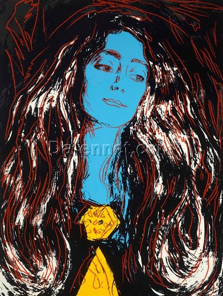 Unique Hand-Painted Oil Art Inspired by Andy Warhol’s 1984 ‘Eva Mudocci’ Pop Art Portrait from The Scream (after Munch) Series – Perfect for Private Art Collections and Those Seeking Distinctive Art from Dafen Village Studio